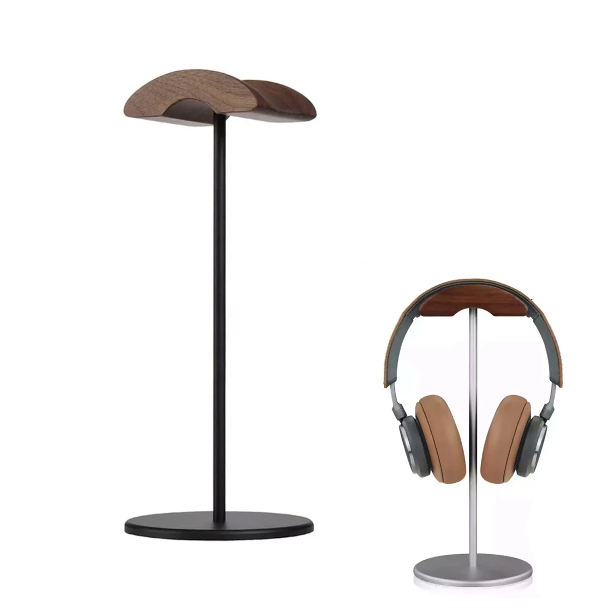 

Metal desk wood gaming headset stand Hanger headphone holder