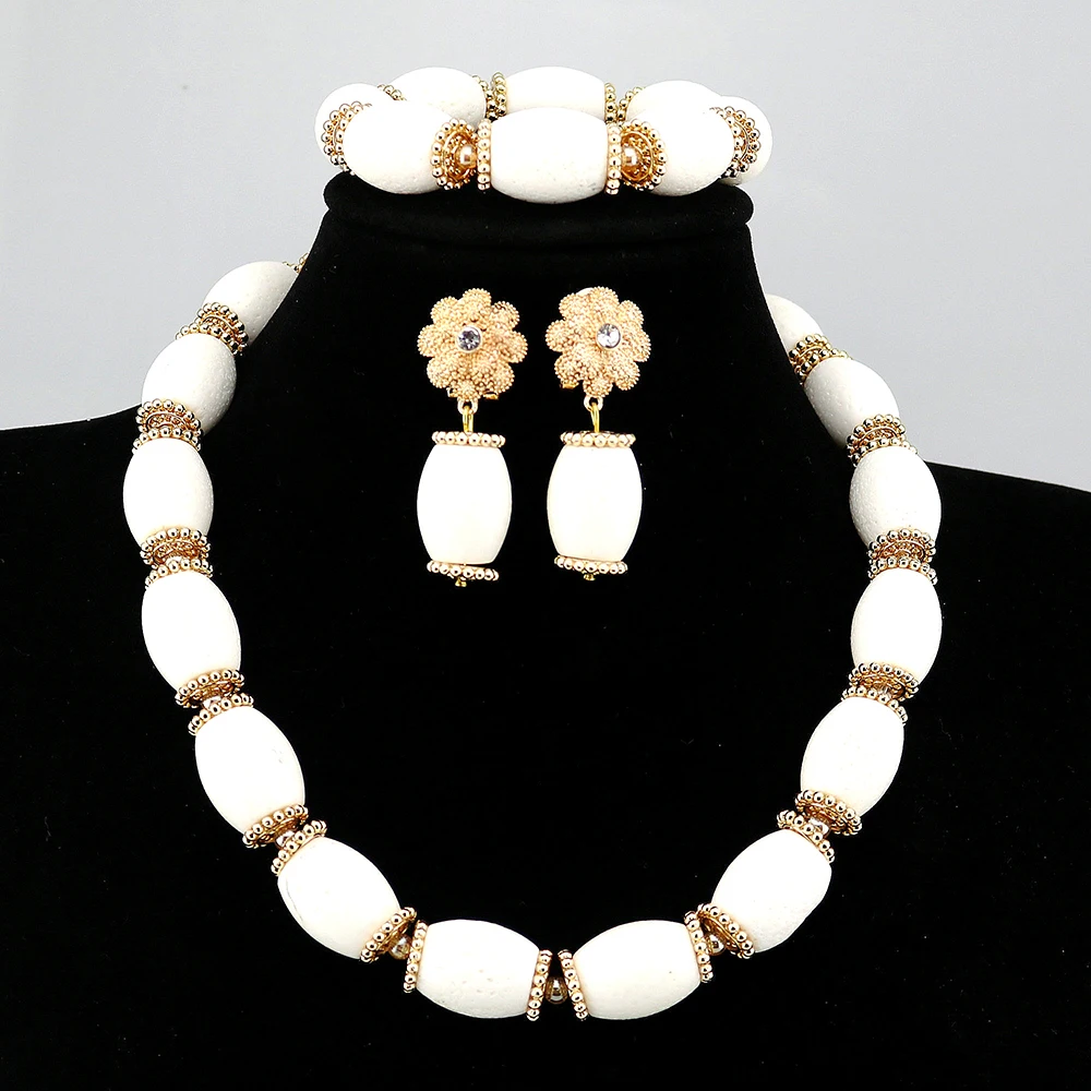 

Luxury African Necklace Earrings Set High Quality African Coral Jewelry Sets Wedding Party Women Bridal Beads Jewelry Set