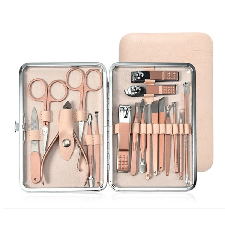

Bview Tool Multi Function 18Pcs Pink Cute Manicure Grooming Nail Care kit Stainless Steel Pedicure Kit For Women and Girls