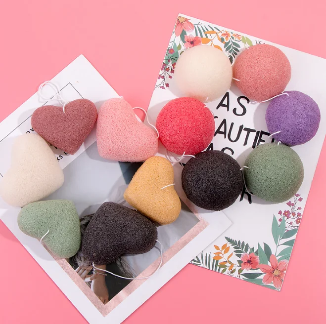 

100% All Natural Hemisphere Shape Facial Konjac Sponge Large Korea Korean Konjac Sponge with Belt, As pics