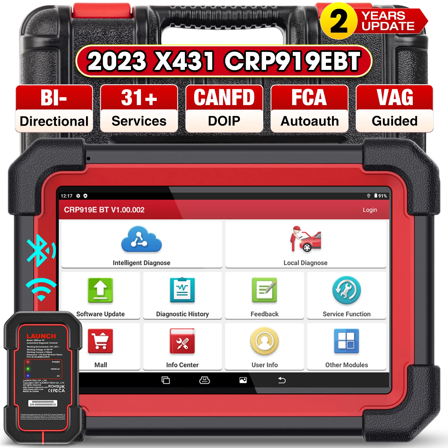 

LAUNCH X431 CRP919E BT Code Reader CANFD DIOP ALL System Diagnostic Tools ECU Coding OBD2 Scanner Only For Europe