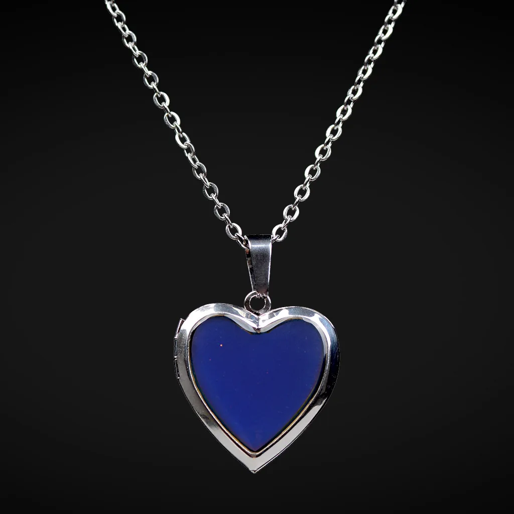 

Factory Wholesale Design Personalized Change Color Mood Stainless Steel Jewelry Minimalist Long Chain Heart Locket Necklace, Seven colors to choose from