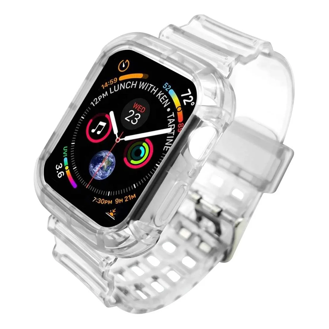 

for Apple Watch Band with Case Clear Transparent Soft Silicone Sports Bands Straps for iWatch Series SE/6/5/4/3/2 Women