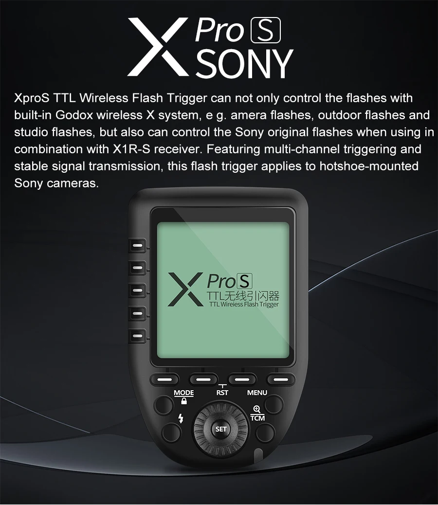 2,4 G, 1/8000s HSS, compatible con cámaras Sony DLSR A77 II A77 A99 ILCE-6000L a9 A7R A7RIII a350 DSC-RX10 Disparador inalámbrico de flash Godox Xpro-S TTL 