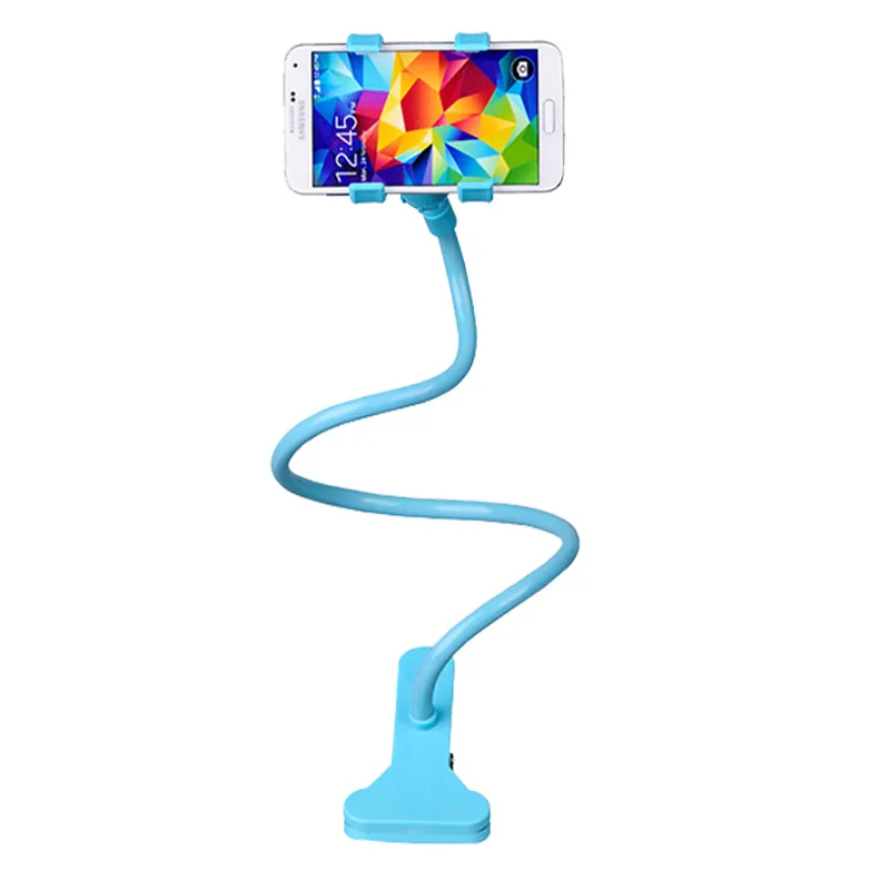 

Universal Gooseneck Arm Mobile Phone Holder Flexible Desk Table Bed Clips Bracket Phone Stand For Iphone, Sky blue, black, white, pink