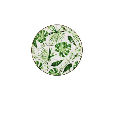 

Personalized green leaf monstera plant pattern dinner plate, As picture