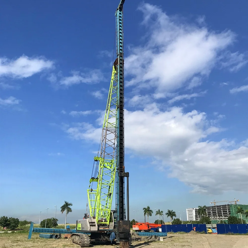 
Crane Pile Driver mounted diesel pile hammer and pile leader 