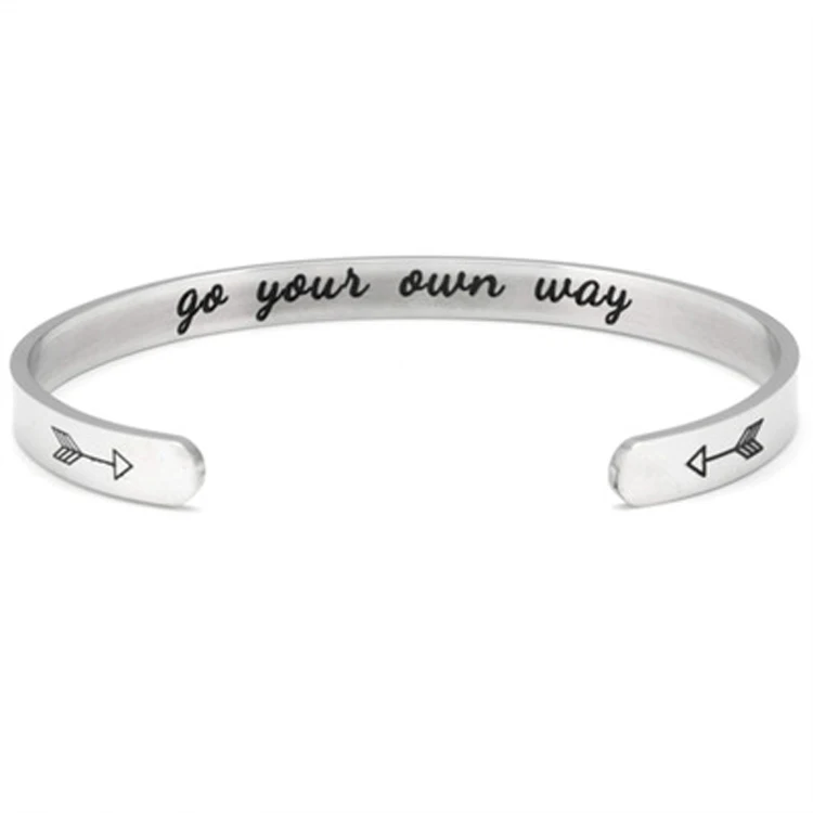 

inspirational stainless steel  engraved initial bangle bracelet for women men