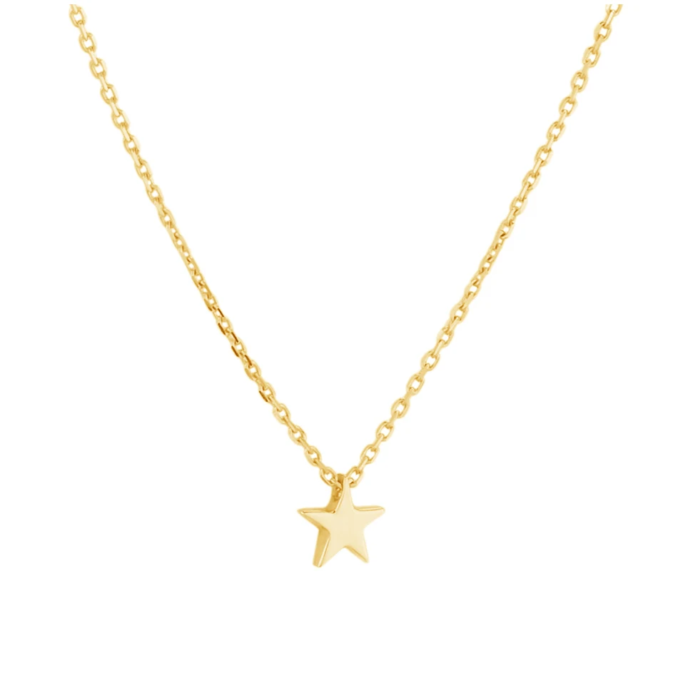 

Wholesale Fine Women Necklace Jewelry 925 Sterling Silver 18K Gold Plated Small Star Pendant Necklace