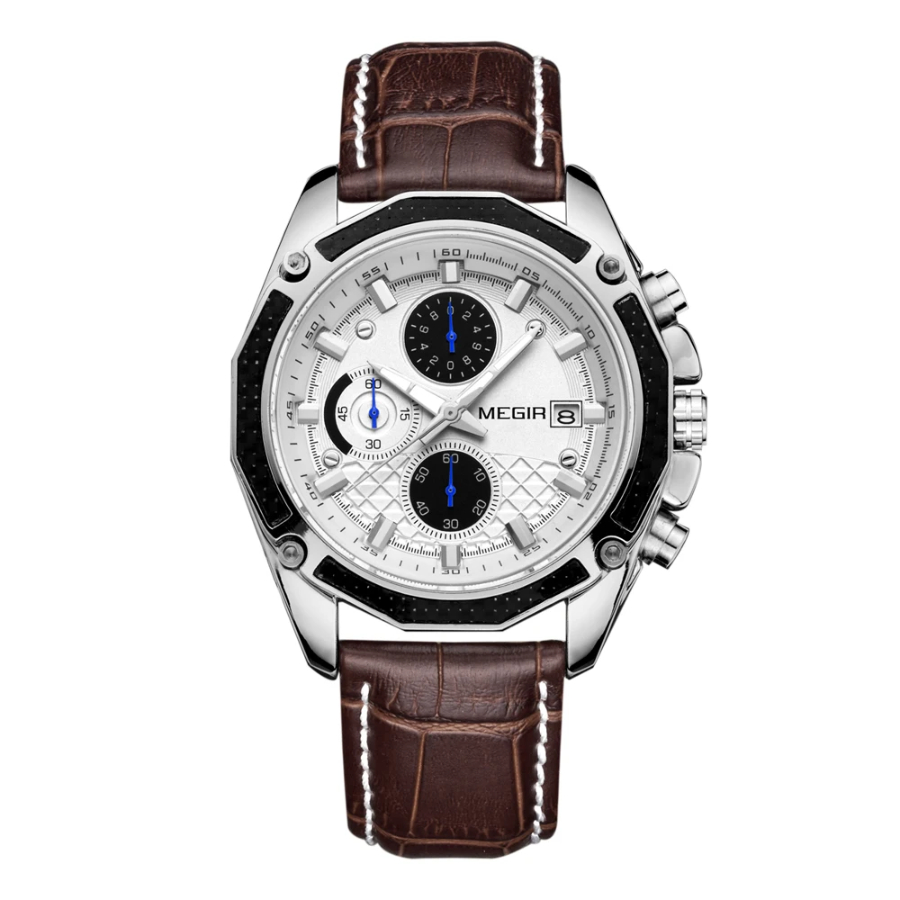 

Megir 2015 Fashion Mens Wristwatch Famous Brand Chronograph Quartz Business Watch