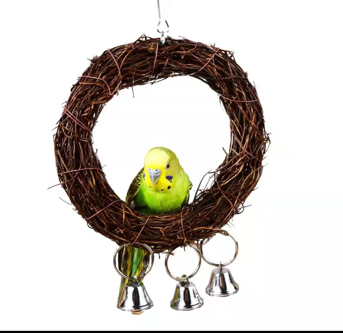 

Circle Type Parrot Vine Ring Swing Toy Multiple Ideas Parrot Bell Swing Toy Bird Cage Accessories, Photo color