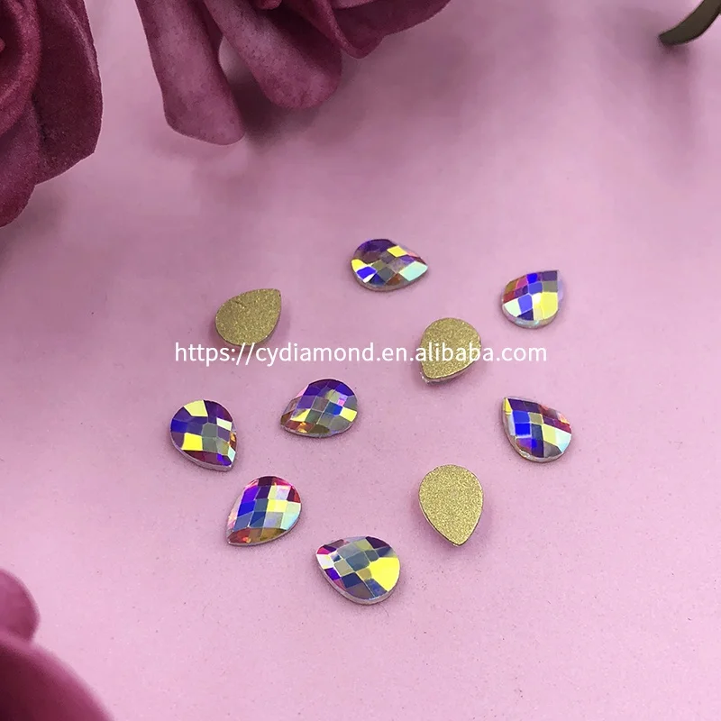 

Crystal AB 4x8mm Teardrop Shape Shaped Flatback Flat Back Rhinestone Rhinestones Nail Art