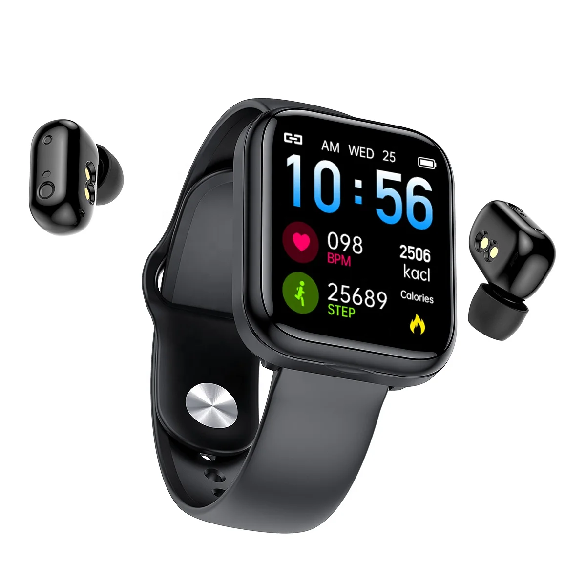 

Wristband Watch Smart Bracelet Sport Handsfree Earbuds 2 in 1 Bluetooths 5.1 TWS Wireless Earphones