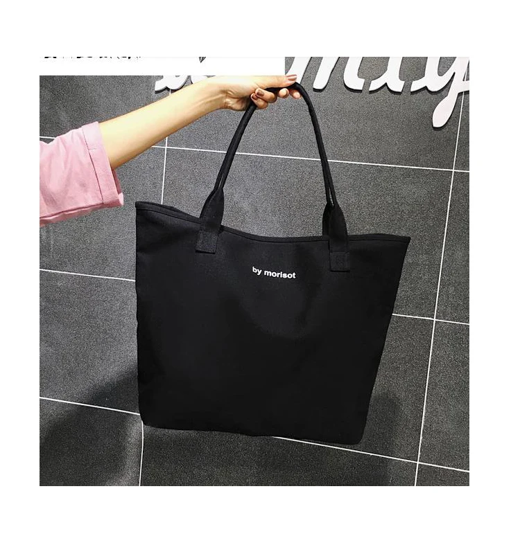

Woman trend handbag custom logo printed thick cotton canvas shopping tote bag