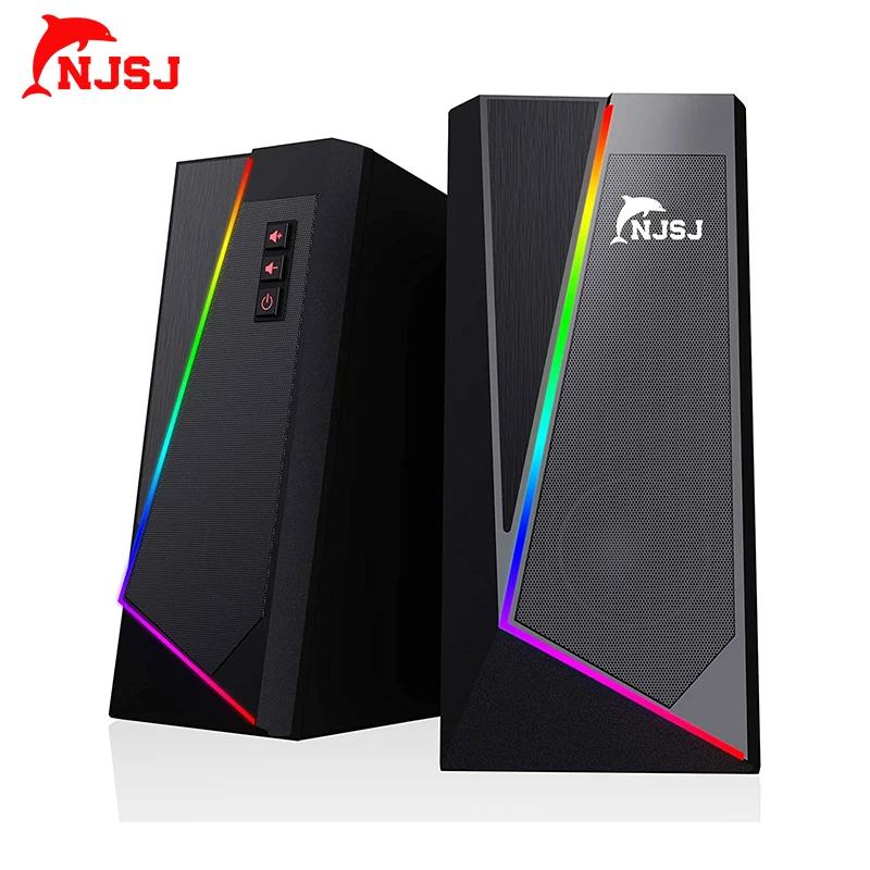 

NJSJ 2.0 Stereo Volume Control with RGB Light USB Powered RGB Gaming Speakers for PC/Laptops/Desktops/Ipad/Game Machine