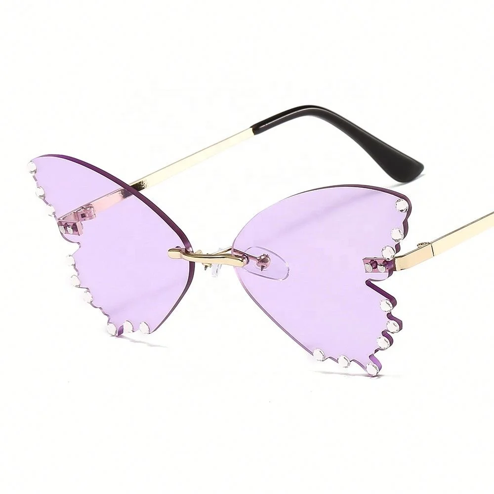 

Wholesale Stylish Bbutterfly Ocean Lens Sunglasses Female Personality Big Frame Diamond Sunglasses, Colors