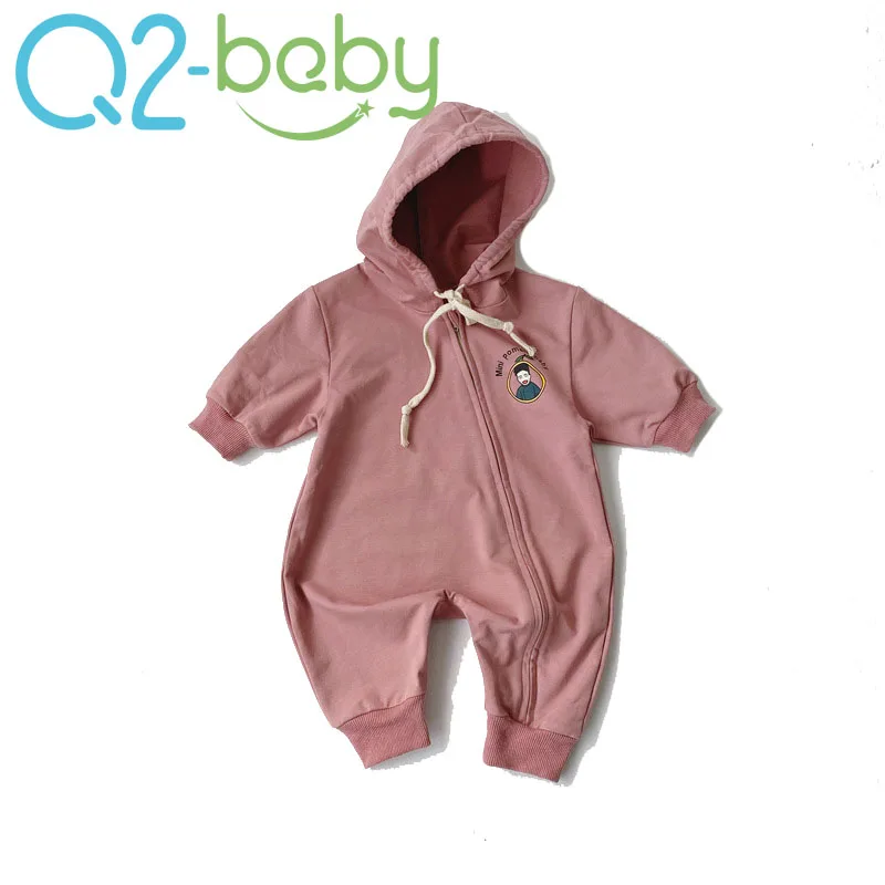 

Q2-baby 5077 Longsleeve Toddler Korean Style Hooded Zipper Romper Baby Clothes Hoodies jumpsuit baby clothes