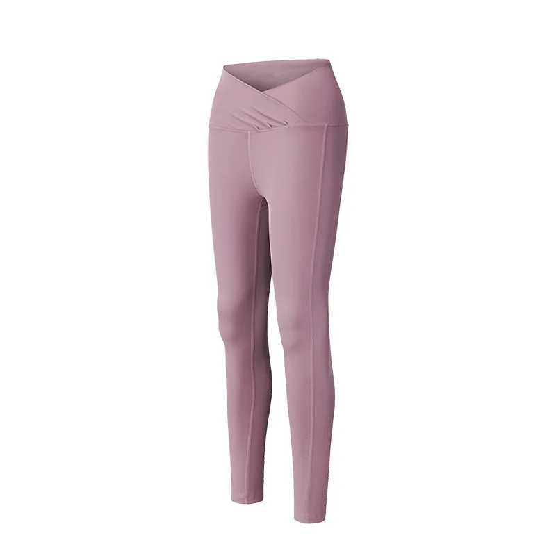 

European and American ladies nude feel V waist yoga pants high waist hip lift lightweight ankle-length pants sports pants