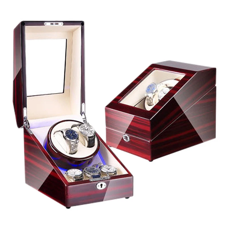 

Wholesale Luxury Piano Lacquer Wooden Watch Winder Box For 2+3 Watches With Japanese Mabuchi Motor