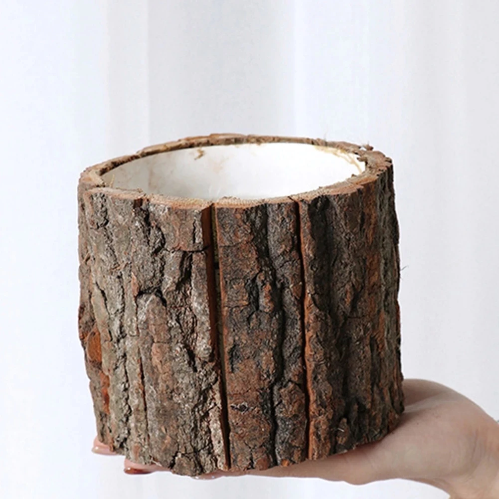 

Hot selling bark flower bucket creative flower pot flower basket rural style, Natural color