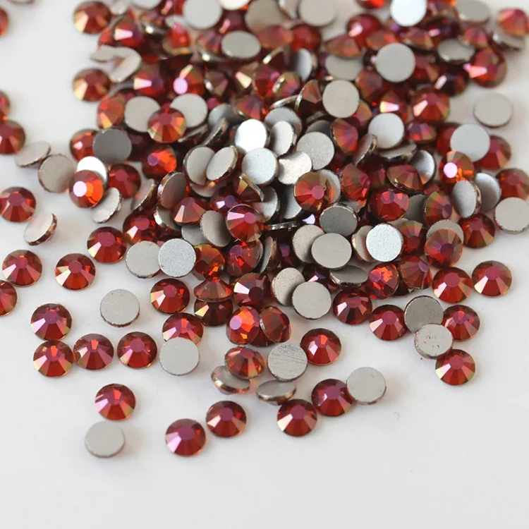 

Burgundy Colorful Non Hot-Fix Round Glass Crystal Flatback Rhinestone For Nail Art DIY