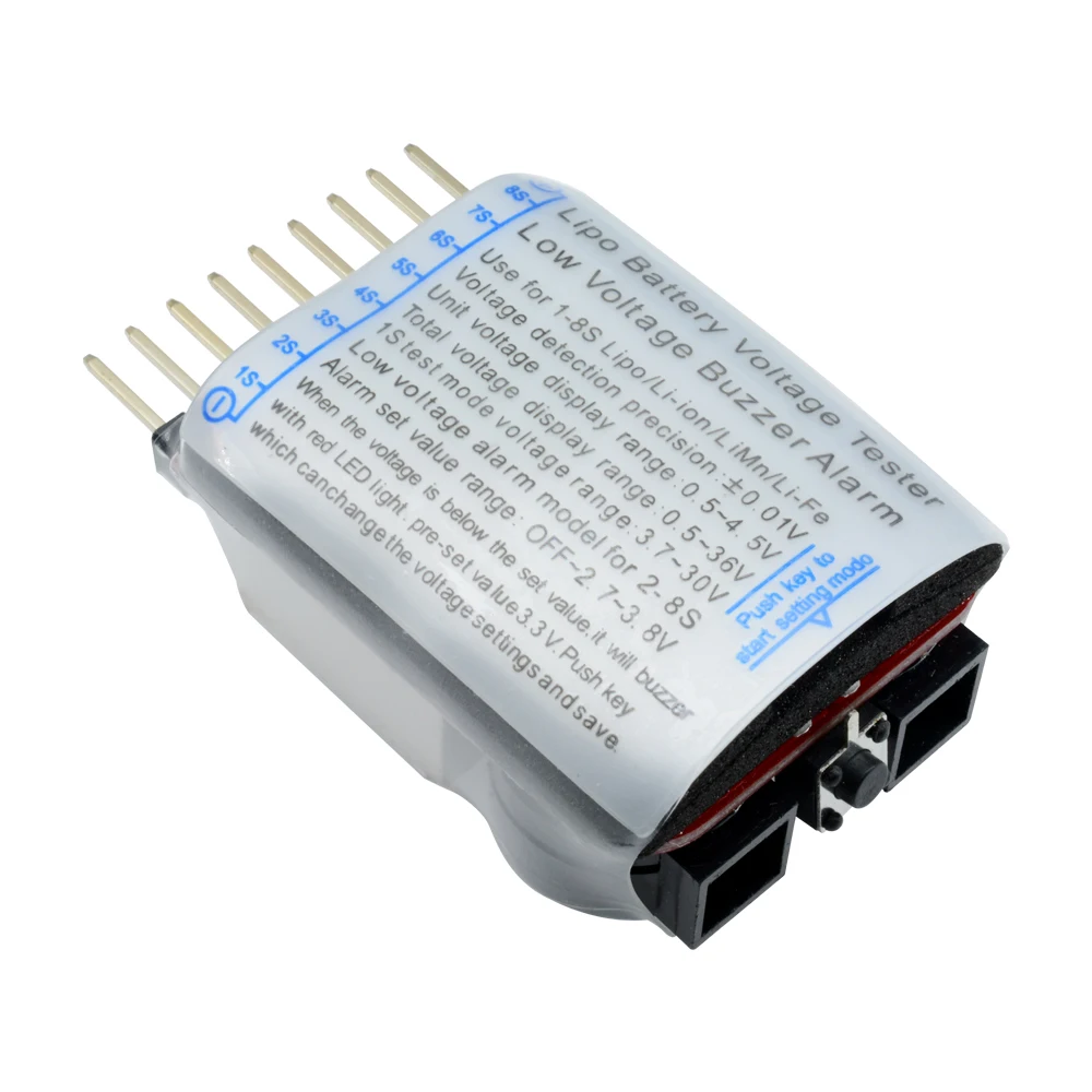 BianchiPamela 1-8S Lipo/Li-ion/Fe Battery Voltage 2IN1 Tester Low Voltage Buzzer Alarm