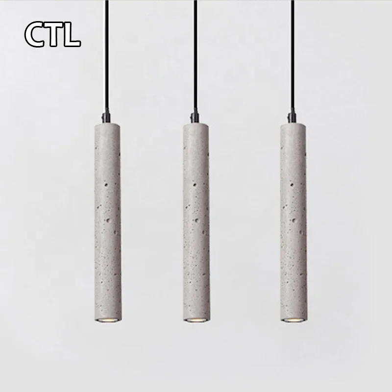 Italy designers style kitchen grey cement lamp hotel restaurant decorative tube shaped modern concrete small pendant light