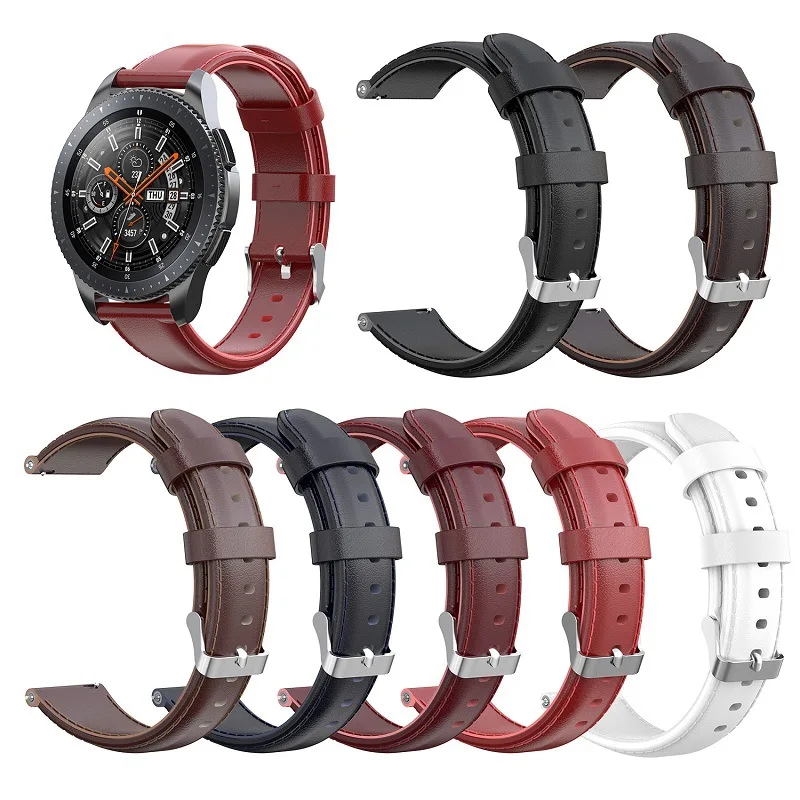 

Luxury Genuine Leather Watchband For Samsung Galaxy Smart Watch 46mm 42mm strap Gear S3 22mm 20mm Band Width watchband