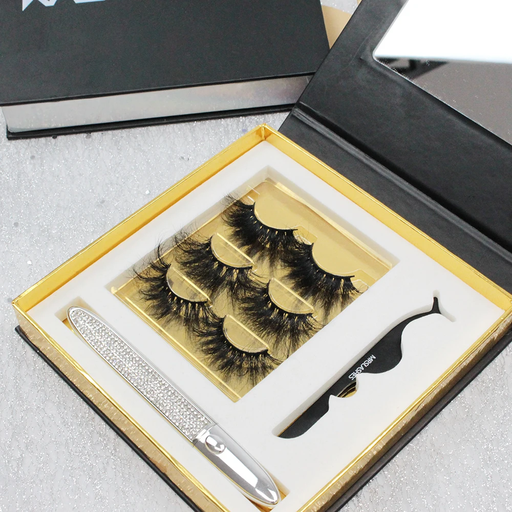 

free sample custom fluffy eyelash packing 25mm private label silk false eyelashes container 3d mink lashes drop shipping, Black