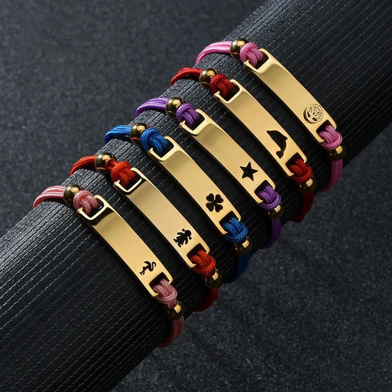 

Designer DIY Couple Heart Gold Stainless Steel Bracelet Women Men Jewelry Engraved Friendship Kids Red String Charm Bracelets