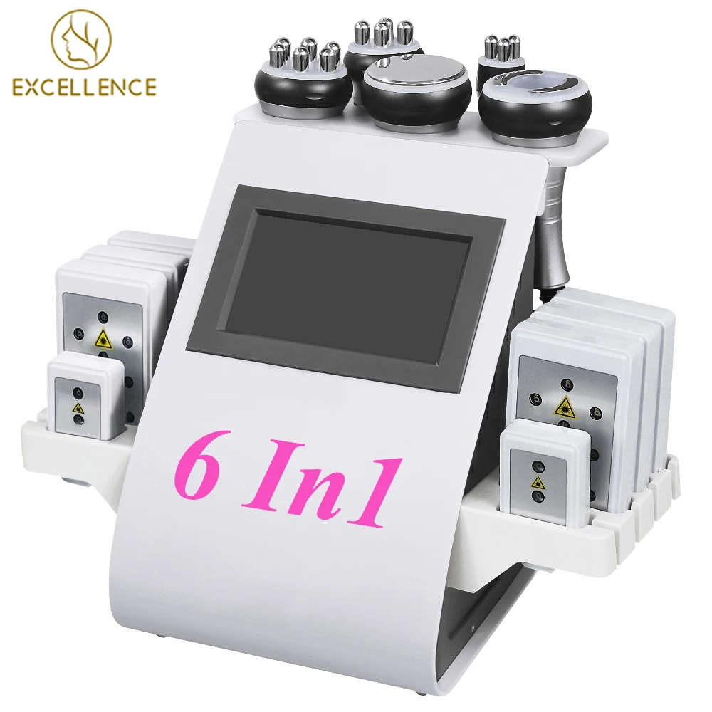 

6 In 1 Vacuum Laser Radio Frequency RF 40K Lipo Slimming Ultrasonic Liposuction 40k Ultrasonic Cavitation Machine For Spa