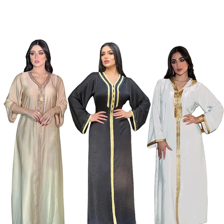 

Modern Moroccan Kaftan Dress Women Jalabiya Muslim Abaya