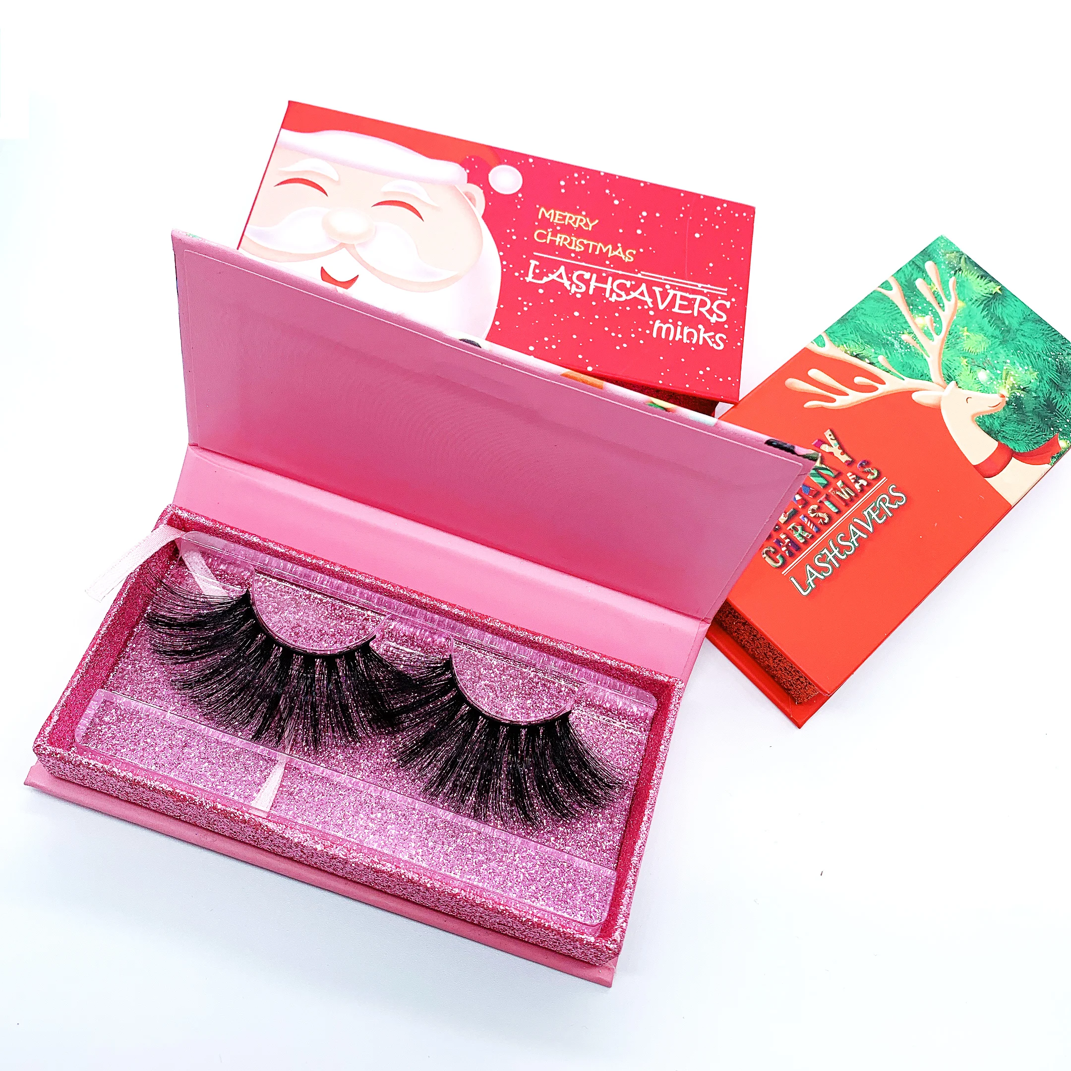 

New Arrival 3D mink eyelashes 25mm Lashes with Private Label box, Black color
