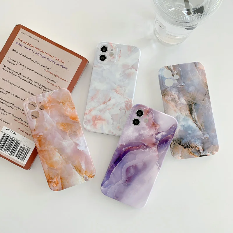 

Luxury Marble Phone Case For iPhone 13 12 11 Pro Max Xs Xr Xs Max 7 8 Plus IMD Soft Cover, Multi colors