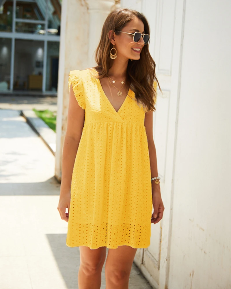 

2021 Original design casual dresses sexy hot sale summer V-neck casual dresses women loose lace jumpsuit