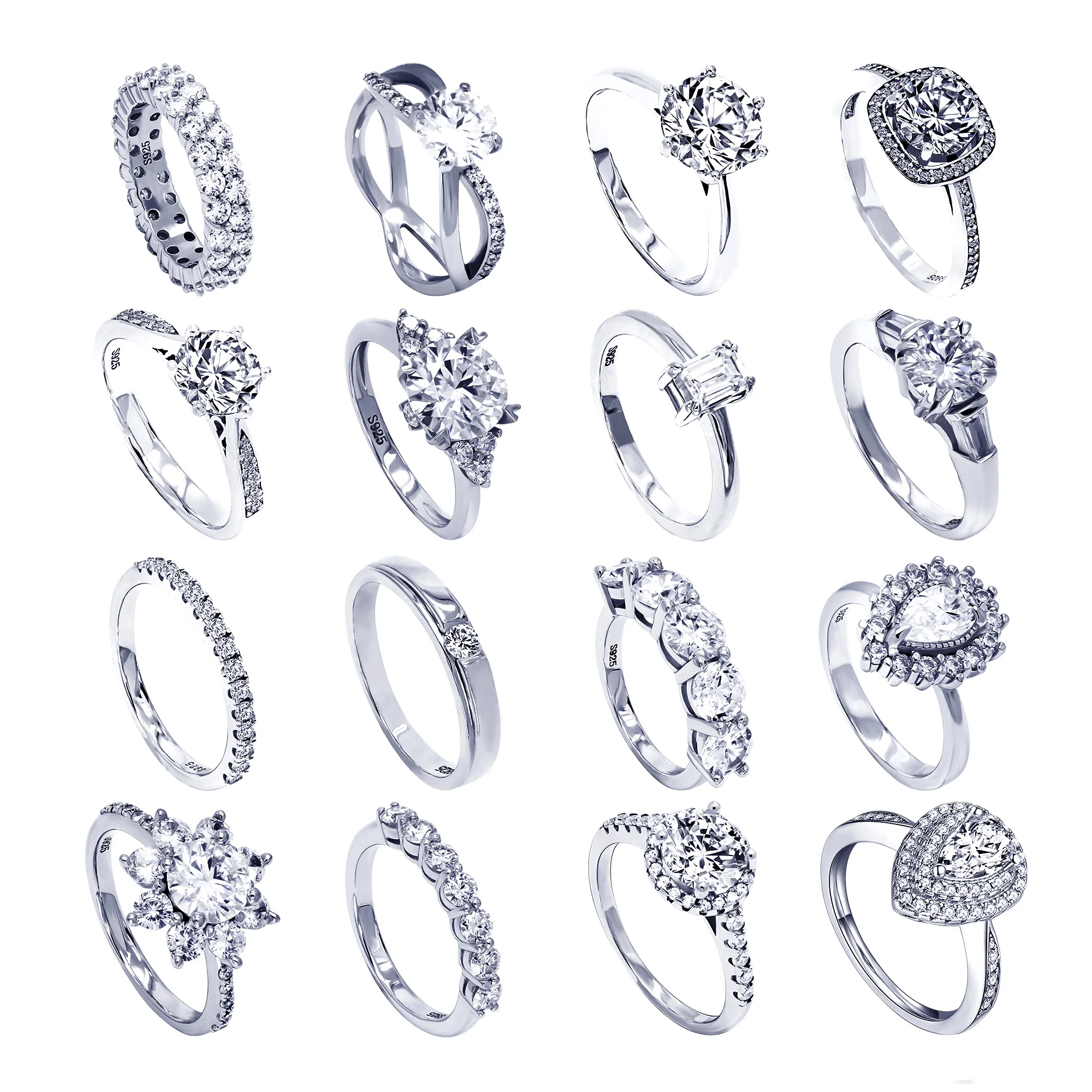 Factory Direct Sale Fine Jewelry Ringswhite Gold Plated S925 Silver Ladies Wedding Diamond Moissanite Eternity Ring for Girls