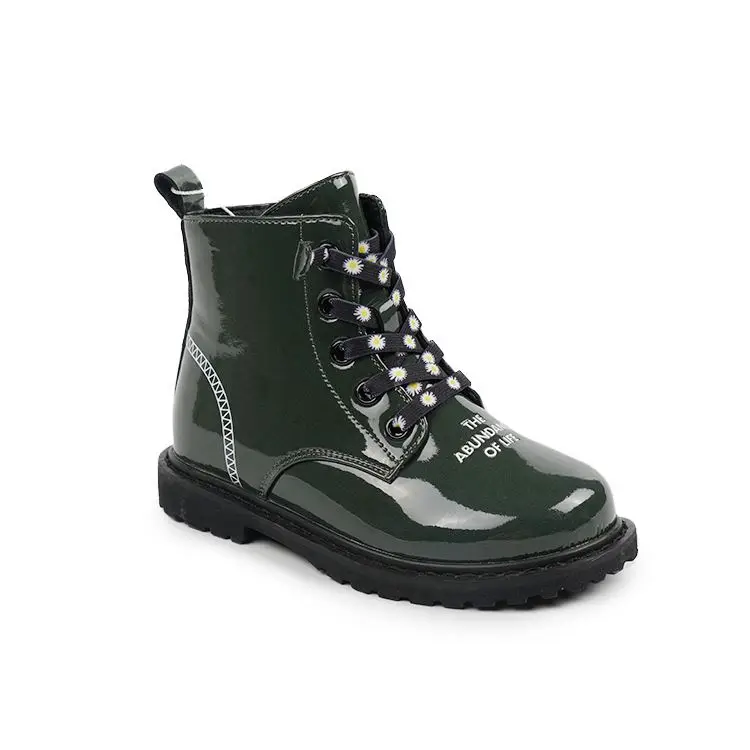 

New Popular Girls Kids Martin Boots New Design Leather Winter Children Shoes Boots, Black/green/apricot