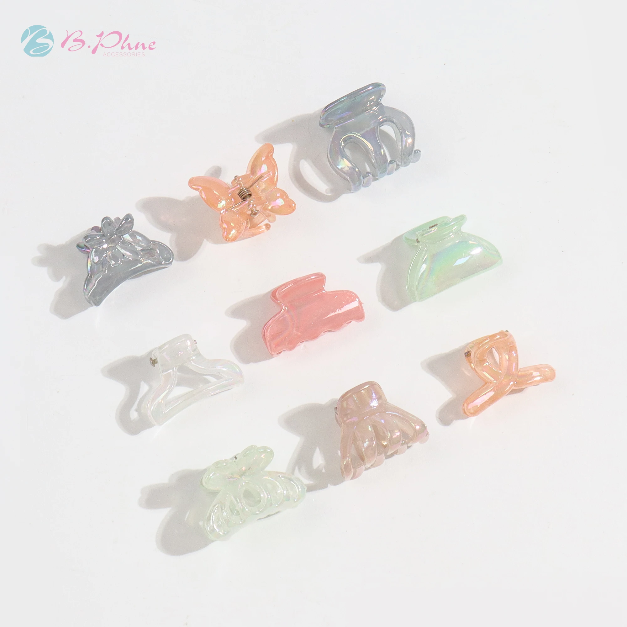 

B.phne factory wholesale 6pcs/set cute small plastic hair claws mini pc hair claw clip for women girls hair accessories