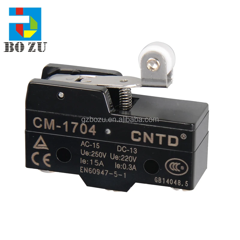 

wholesale CNTD Electric microswitch CM-1704 horizontal Limit travel switch reset short handle with roller 10A 250A 1 Piece