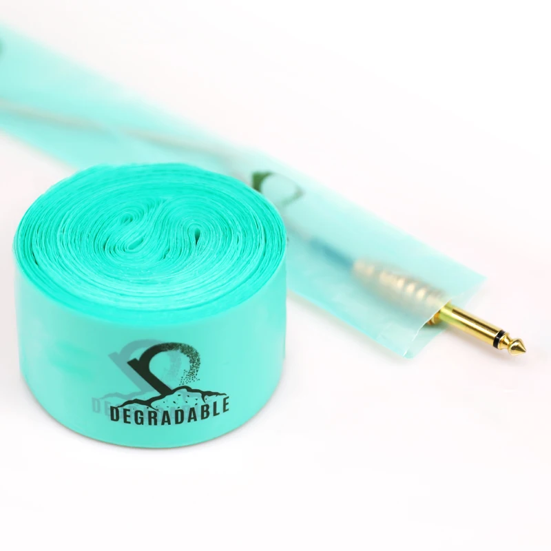

OEM Tattoo Machine Cover Clean Barrier Bags Degradable Disposable Biodegradable Tattoo Clip Cord Sleeves, Green