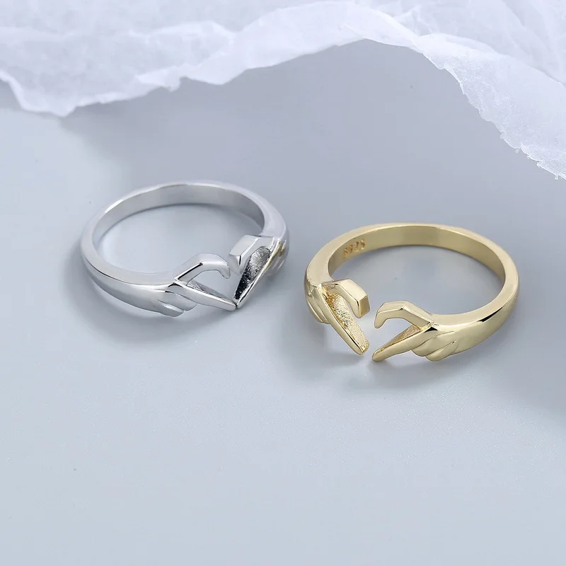 

Hot Sell Romantic Hands Than Heart Ring Geometric Palm Love Gesture Couple Rings Adjustable Wholesale