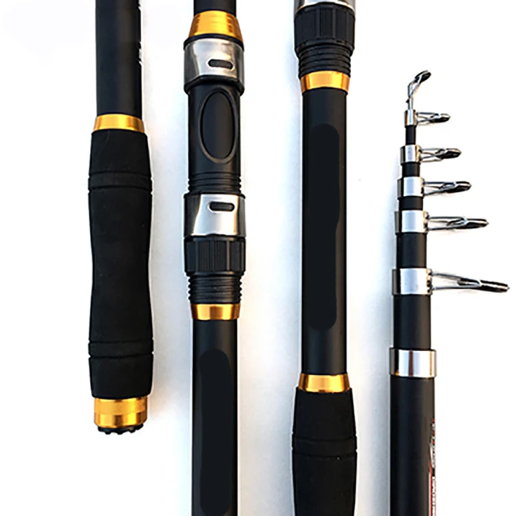 

2.1m-3.6m saltwater high quality carbon fiber telescopic fishing rods, Black white