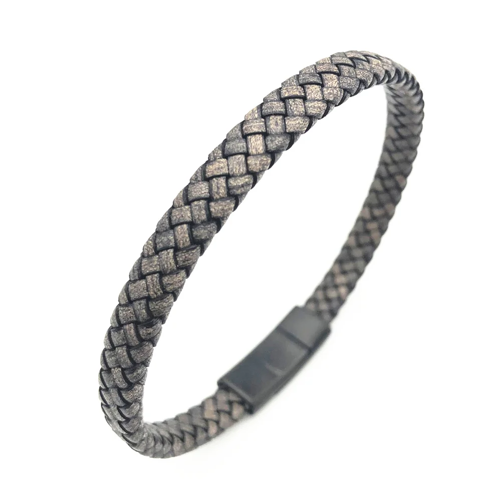 

Special Popular Metal Clasp Stainless Steel Genuine Personalizeable Leather Bracelet, Red,blue,brown,gray,black, silver/ black clasp,customized color