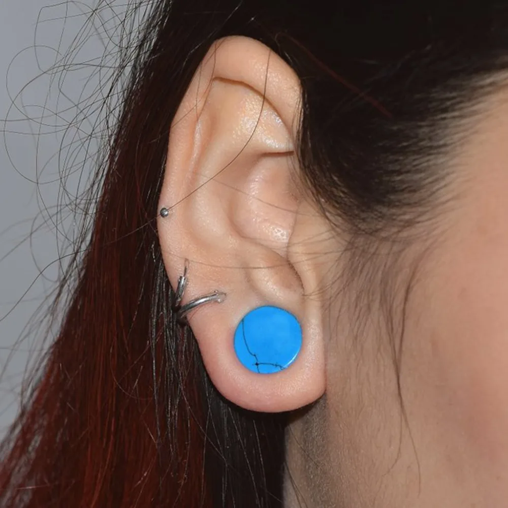 

Beautiful ear gemstones body jewelry stone piercing beautiful turquoise stone ear plug