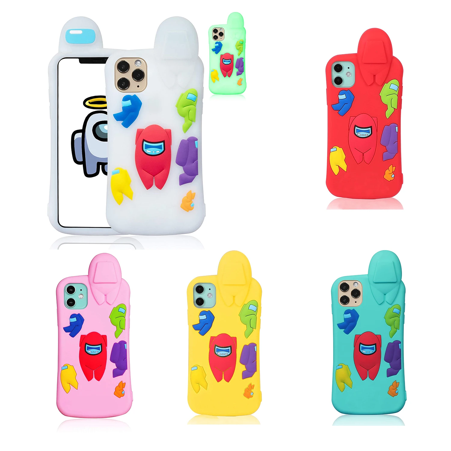 

High Quality Custom Among us Phone Case for iPhone 11 12 Pro Max Mobile Back Cover matching amongus for airpods case pro, Multiple colors