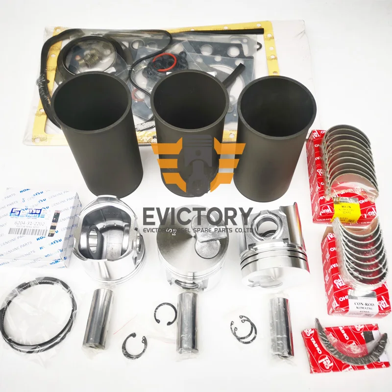 

3D95S-W-1 overhaul Rebuild Kit piston + ring + liner + bearing + gasket + valve guide For Yanmar PC50 PC40 Excavator
