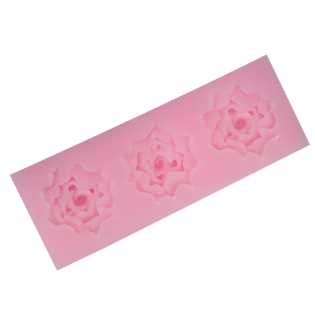 

Hot sale three roses silicone resin mold cake handmade soap decoration tools, Pink