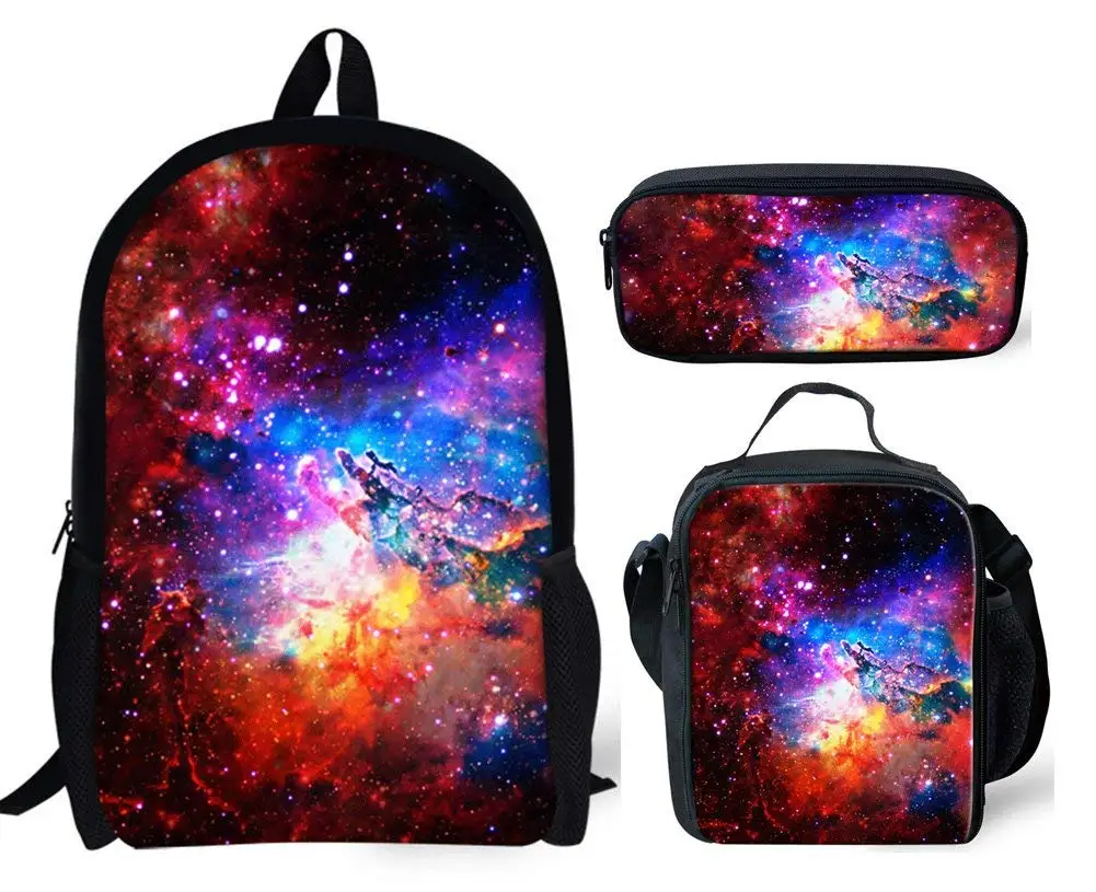 

2022 New Designer Starry Sky Custom Logo Outdoor Waterproof Lightweight Pencil Case Kids Student Lunch Backpack Set School Bag