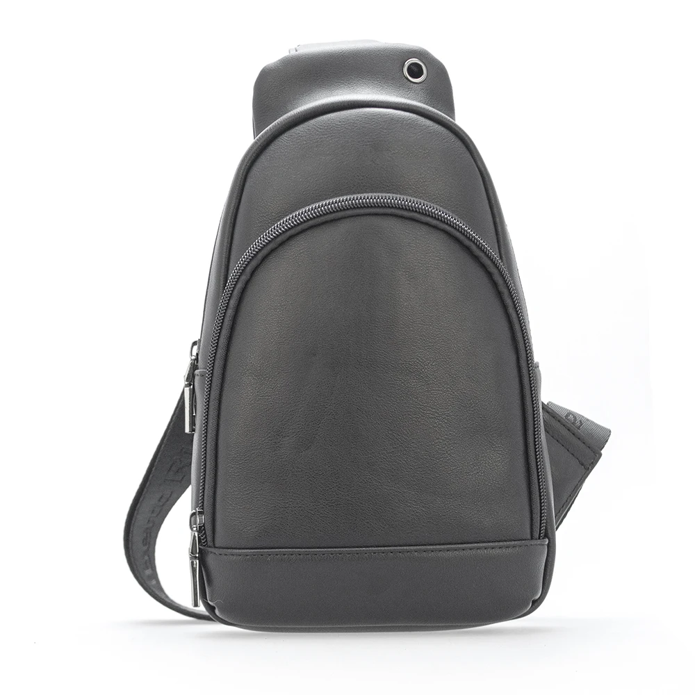 

New Wholesale Men Casual Fashion Pu Leather Shoulder Bag With Strap Waterproof Men Chest Bag Messenger Bags, Black