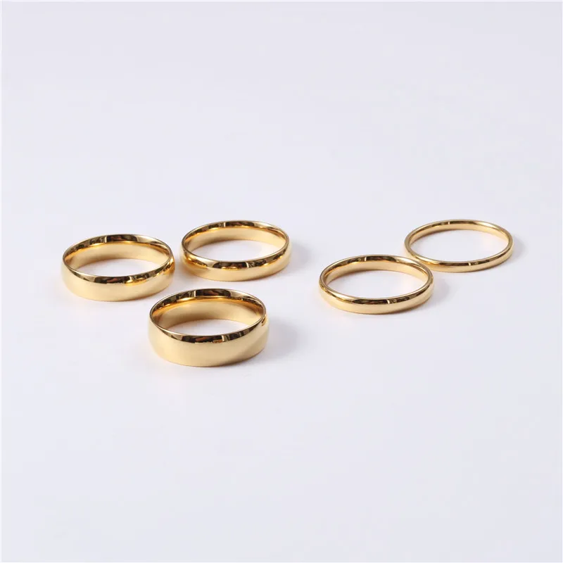 

2020 INS Fashion Stainless Steel 1.1mm 2mm 3mm 4mm 5mm Width PVD Plating18K Gold Plated Band Rings